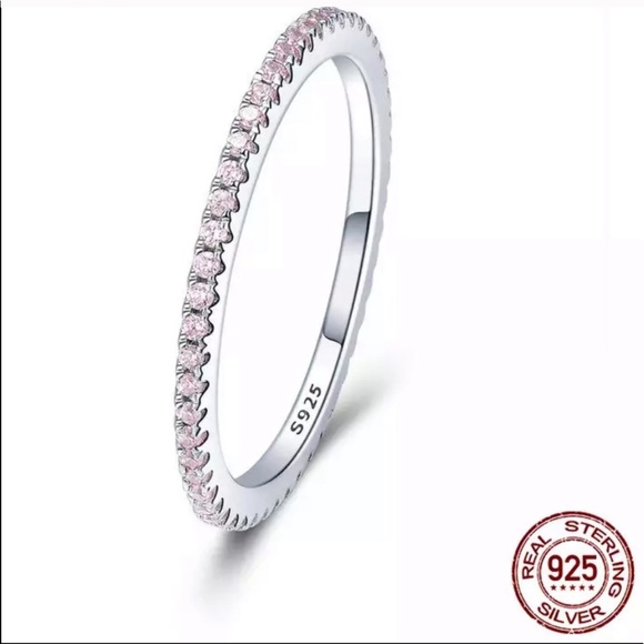 Jewelry - 925 silver pink CZ stackable ring